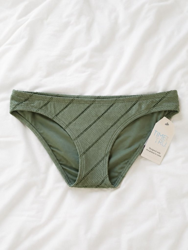 Women's Green Low Rise Bikini Bottom Size Xs (0-2) Nwt - Time And Tru